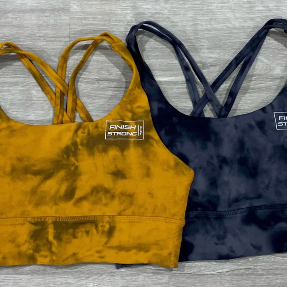 Finish Strong Apparel ESSENTIAL TIE-DYE SPORTS BRA Yellow & Black